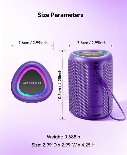 Portable Bluetooth Speaker Beach Essentials: IPX5 Waterproof for Outdoor/Powerful HD Sound/Dynamic Light/All Day Playtime/Wireless BT 5.3/TWS Pairing, Travel|Camping|Pool Accessorie, School Supplies