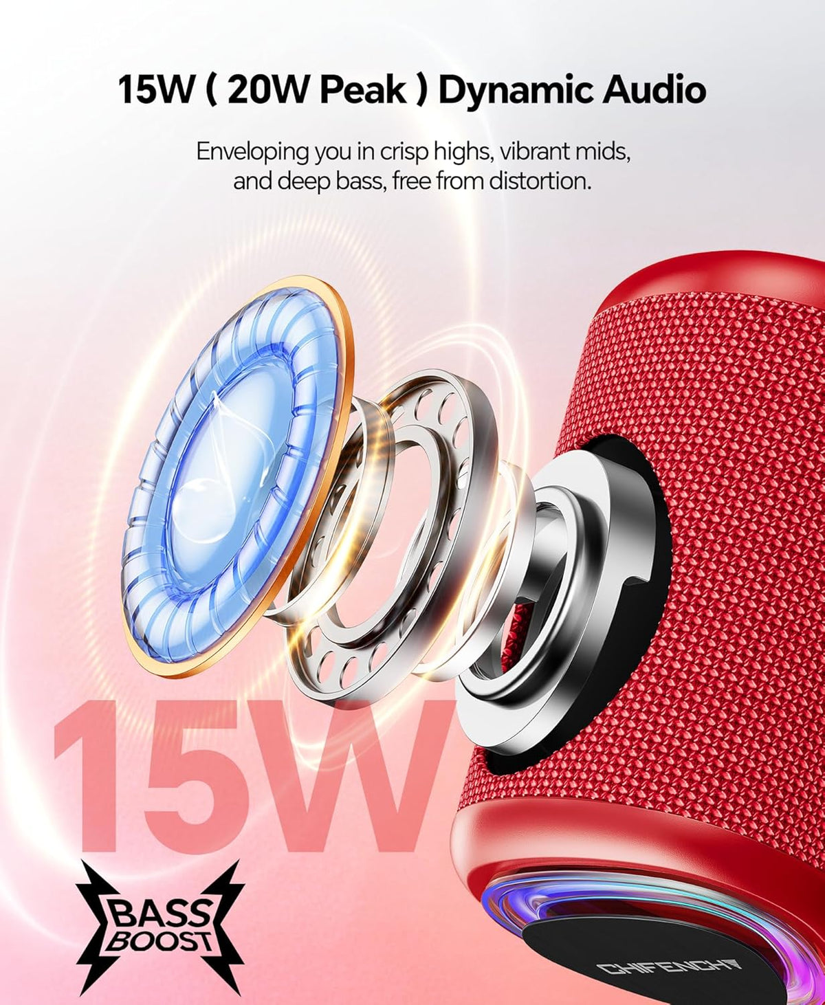 Portable Bluetooth Speaker Beach Essentials: IPX5 Waterproof for Outdoor/Powerful HD Sound/Dynamic Light/All Day Playtime/Wireless BT 5.3/TWS Pairing, Travel|Camping|Pool Accessorie, School Supplies