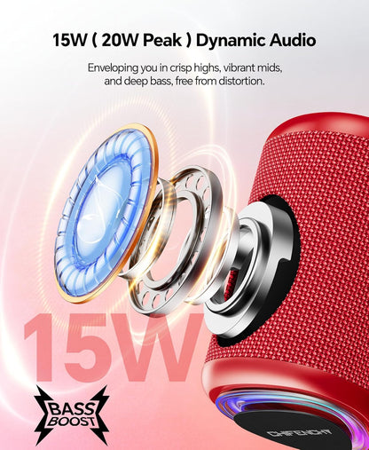 Portable Bluetooth Speaker Beach Essentials: IPX5 Waterproof for Outdoor/Powerful HD Sound/Dynamic Light/All Day Playtime/Wireless BT 5.3/TWS Pairing, Travel|Camping|Pool Accessorie, School Supplies
