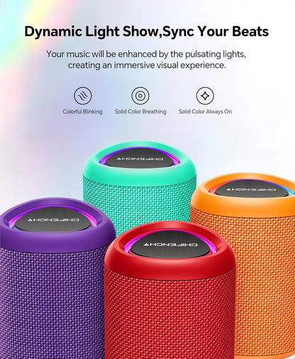 Portable Bluetooth Speaker Beach Essentials: IPX5 Waterproof for Outdoor/Powerful HD Sound/Dynamic Light/All Day Playtime/Wireless BT 5.3/TWS Pairing, Travel|Camping|Pool Accessorie, School Supplies