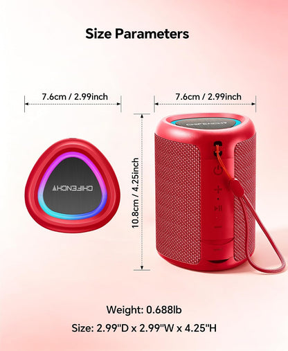 Portable Bluetooth Speaker Beach Essentials: IPX5 Waterproof for Outdoor/Powerful HD Sound/Dynamic Light/All Day Playtime/Wireless BT 5.3/TWS Pairing, Travel|Camping|Pool Accessorie, School Supplies