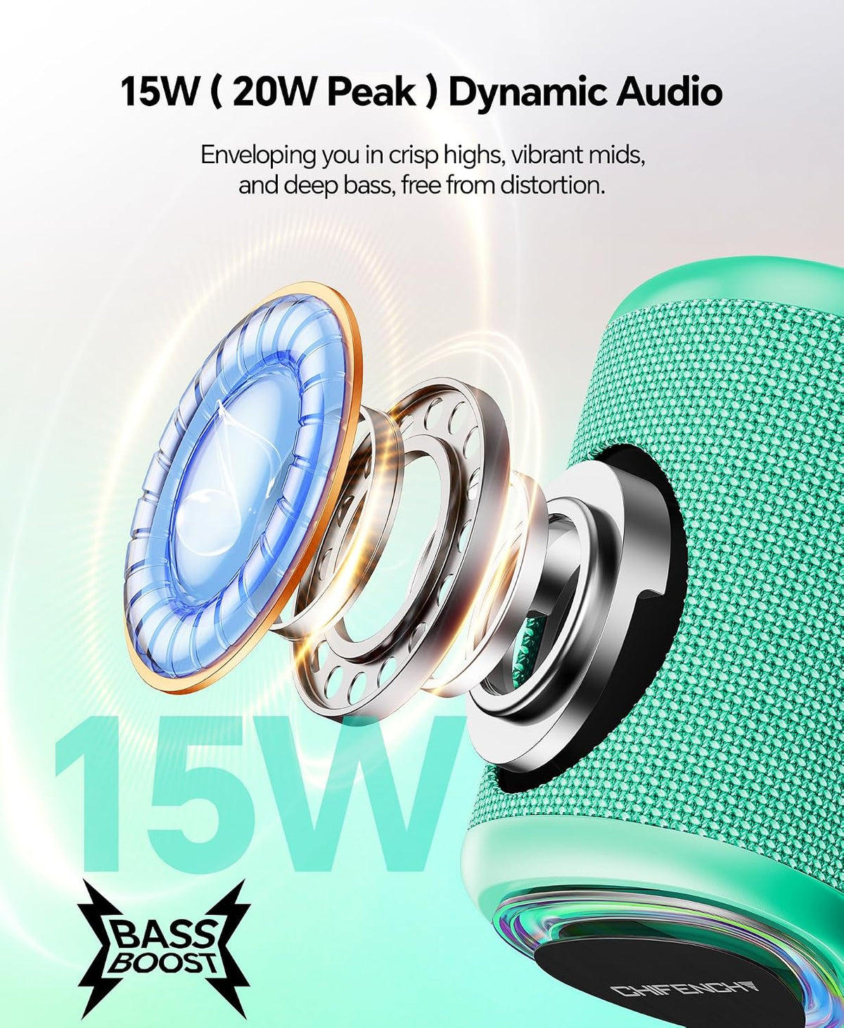 Portable Bluetooth Speaker Beach Essentials: IPX5 Waterproof for Outdoor/Powerful HD Sound/Dynamic Light/All Day Playtime/Wireless BT 5.3/TWS Pairing, Travel|Camping|Pool Accessorie, School Supplies