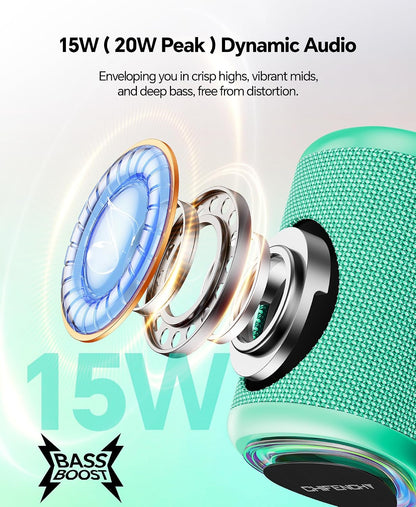 Portable Bluetooth Speaker Beach Essentials: IPX5 Waterproof for Outdoor/Powerful HD Sound/Dynamic Light/All Day Playtime/Wireless BT 5.3/TWS Pairing, Travel|Camping|Pool Accessorie, School Supplies