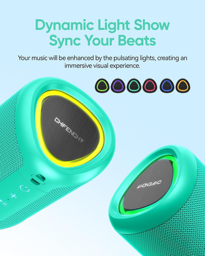 Portable Bluetooth Speaker Beach Essentials: IPX5 Waterproof for Outdoor/Powerful HD Sound/Dynamic Light/All Day Playtime/Wireless BT 5.3/TWS Pairing, Travel|Camping|Pool Accessorie, School Supplies