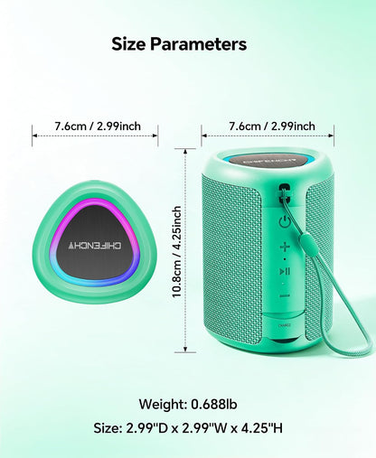 Portable Bluetooth Speaker Beach Essentials: IPX5 Waterproof for Outdoor/Powerful HD Sound/Dynamic Light/All Day Playtime/Wireless BT 5.3/TWS Pairing, Travel|Camping|Pool Accessorie, School Supplies