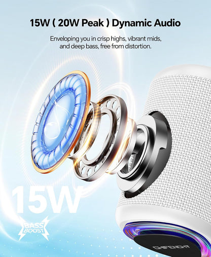 Portable Bluetooth Speaker Beach Essentials: IPX5 Waterproof for Outdoor/Powerful HD Sound/Dynamic Light/All Day Playtime/Wireless BT 5.3/TWS Pairing, Travel|Camping|Pool Accessorie, School Supplies