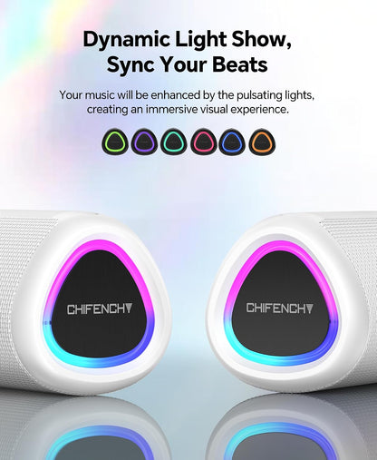 Portable Bluetooth Speaker Beach Essentials: IPX5 Waterproof for Outdoor/Powerful HD Sound/Dynamic Light/All Day Playtime/Wireless BT 5.3/TWS Pairing, Travel|Camping|Pool Accessorie, School Supplies