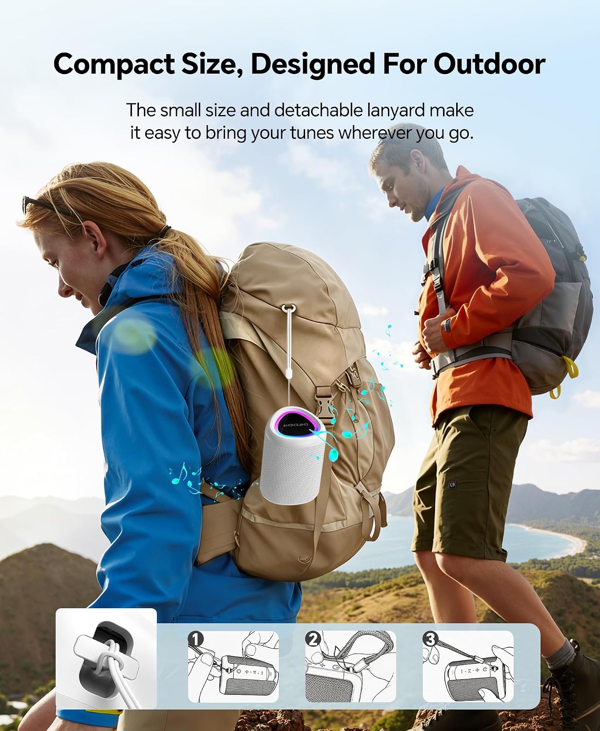 Portable Bluetooth Speaker Beach Essentials: IPX5 Waterproof for Outdoor/Powerful HD Sound/Dynamic Light/All Day Playtime/Wireless BT 5.3/TWS Pairing, Travel|Camping|Pool Accessorie, School Supplies