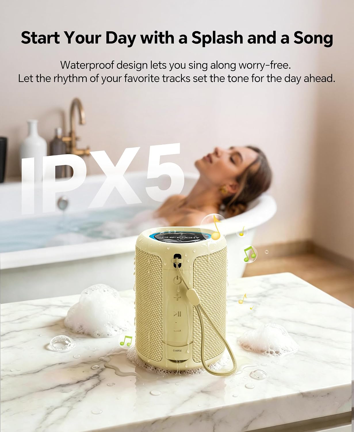Portable Bluetooth Speaker Beach Essentials: IPX5 Waterproof for Outdoor/Powerful HD Sound/Dynamic Light/All Day Playtime/Wireless BT 5.3/TWS Pairing, Travel|Camping|Pool Accessorie, School Supplies