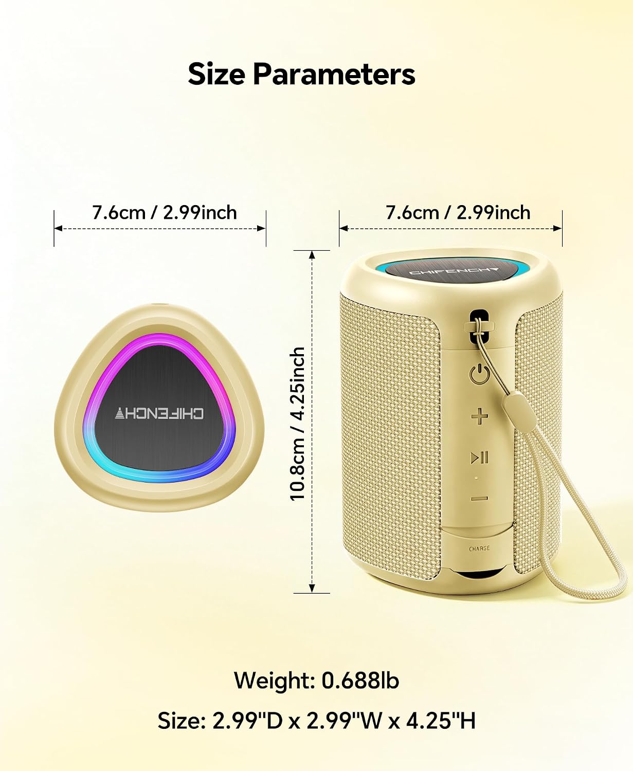 Portable Bluetooth Speaker Beach Essentials: IPX5 Waterproof for Outdoor/Powerful HD Sound/Dynamic Light/All Day Playtime/Wireless BT 5.3/TWS Pairing, Travel|Camping|Pool Accessorie, School Supplies