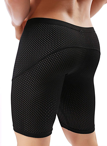 Men's Tight Yoga Mesh Training Bodybuilding Gym Workout Shorts Jammer Swimsuit