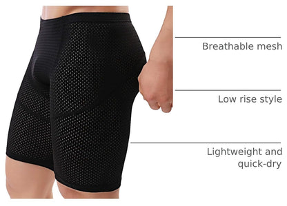 Men's Tight Yoga Mesh Training Bodybuilding Gym Workout Shorts Jammer Swimsuit