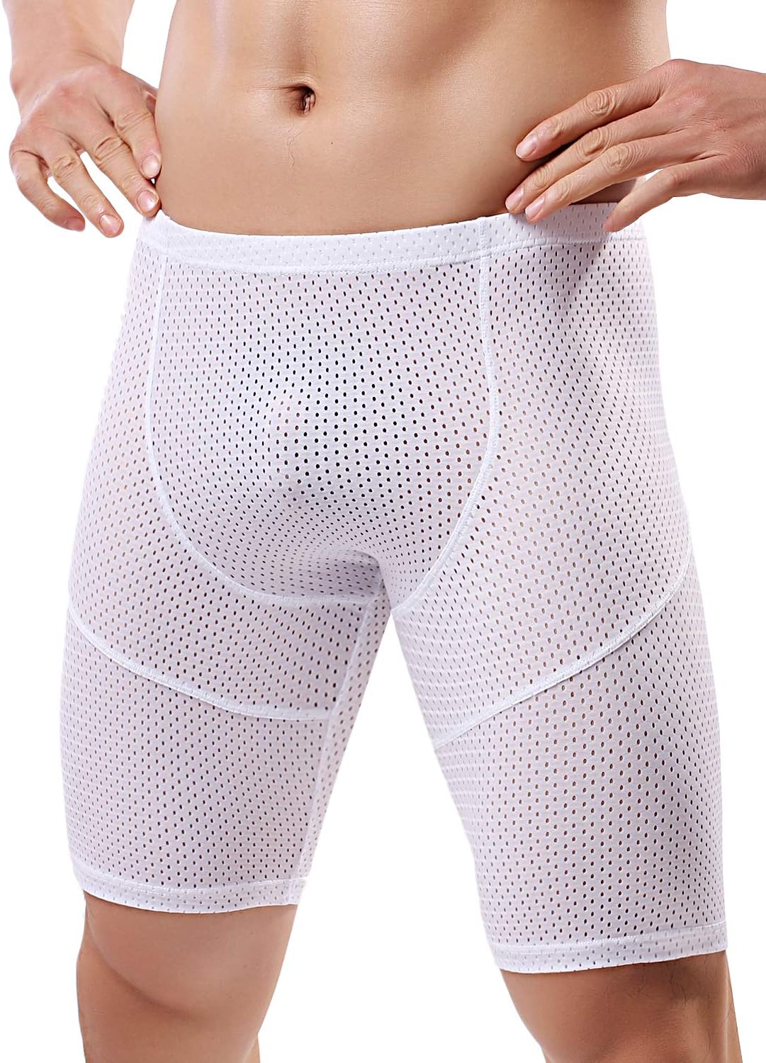 Men's Tight Yoga Mesh Training Bodybuilding Gym Workout Shorts Jammer Swimsuit