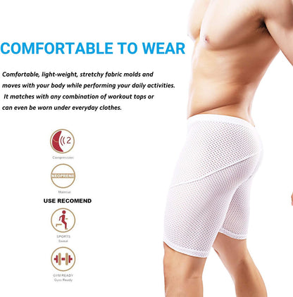 Men's Tight Yoga Mesh Training Bodybuilding Gym Workout Shorts Jammer Swimsuit