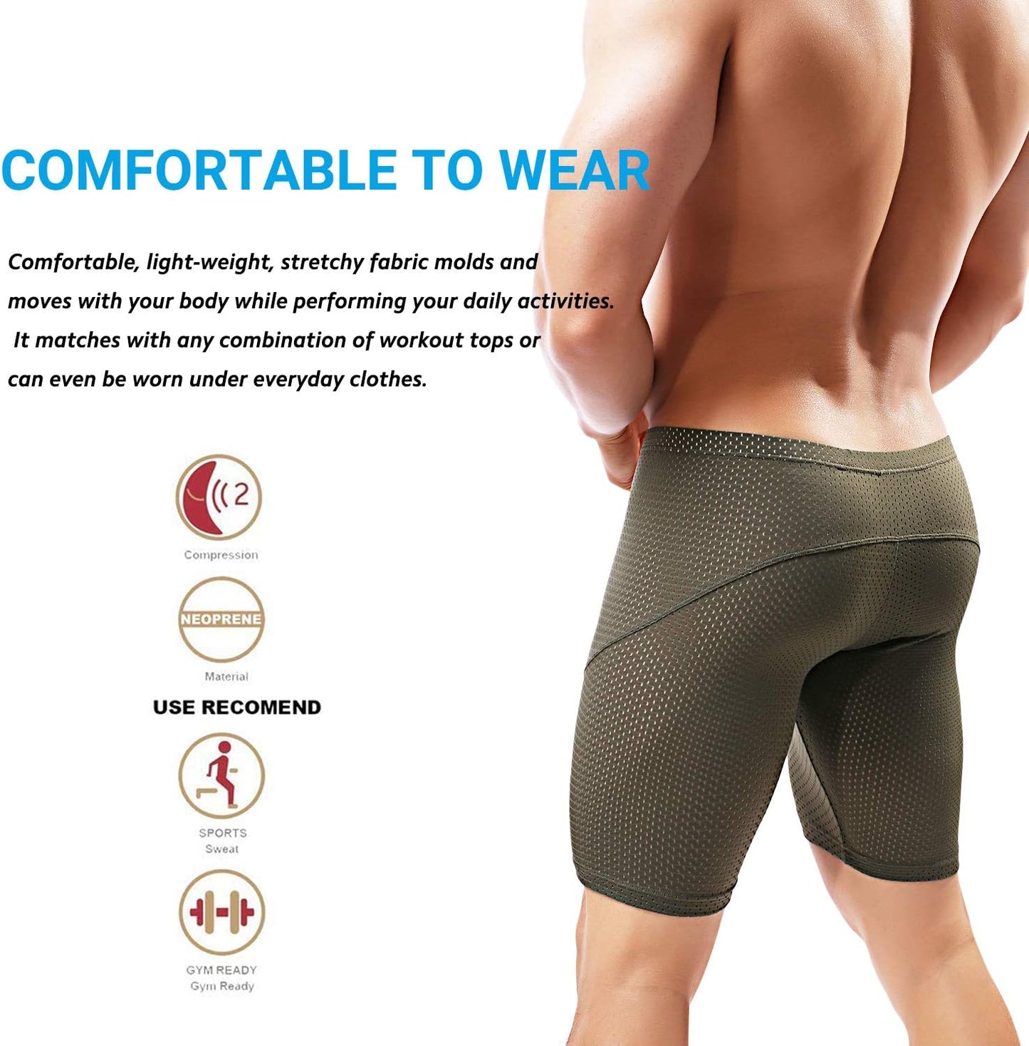 Men's Tight Yoga Mesh Training Bodybuilding Gym Workout Shorts Jammer Swimsuit