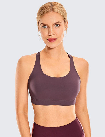 Naked Feeling Strappy Sports Bras | Medium Support, Removable Pads, Yoga, Sleek, Scoop Neck, for Women