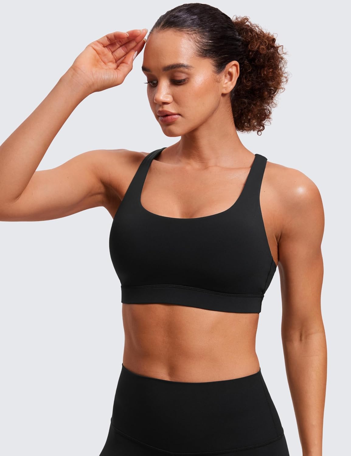 Naked Feeling Strappy Sports Bras | Medium Support, Removable Pads, Yoga, Sleek, Scoop Neck, for Women