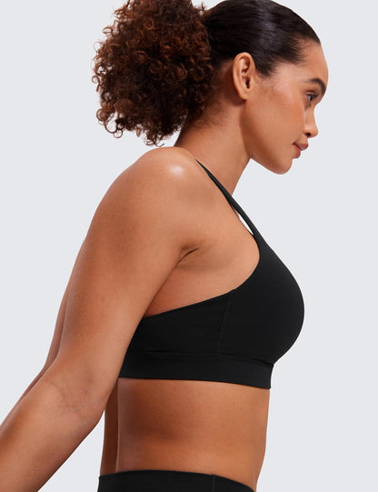 Naked Feeling Strappy Sports Bras | Medium Support, Removable Pads, Yoga, Sleek, Scoop Neck, for Women