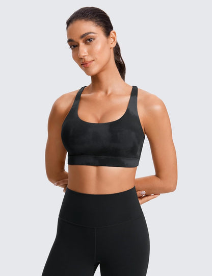 Naked Feeling Strappy Sports Bras | Medium Support, Removable Pads, Yoga, Sleek, Scoop Neck, for Women