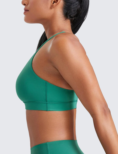 Naked Feeling Strappy Sports Bras | Medium Support, Removable Pads, Yoga, Sleek, Scoop Neck, for Women