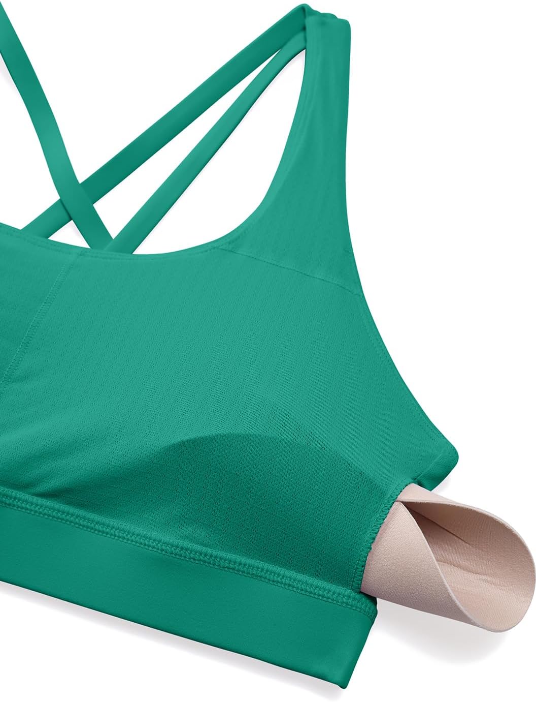 Naked Feeling Strappy Sports Bras | Medium Support, Removable Pads, Yoga, Sleek, Scoop Neck, for Women