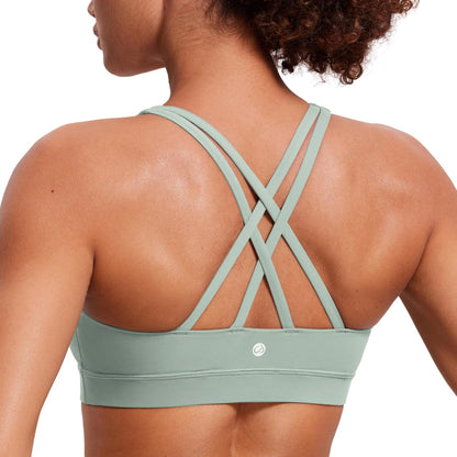 Naked Feeling Strappy Sports Bras | Medium Support, Removable Pads, Yoga, Sleek, Scoop Neck, for Women
