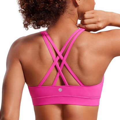 Naked Feeling Strappy Sports Bras | Medium Support, Removable Pads, Yoga, Sleek, Scoop Neck, for Women