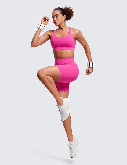 Naked Feeling Strappy Sports Bras | Medium Support, Removable Pads, Yoga, Sleek, Scoop Neck, for Women