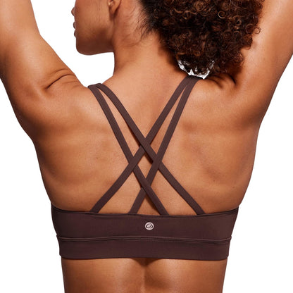 Naked Feeling Strappy Sports Bras | Medium Support, Removable Pads, Yoga, Sleek, Scoop Neck, for Women