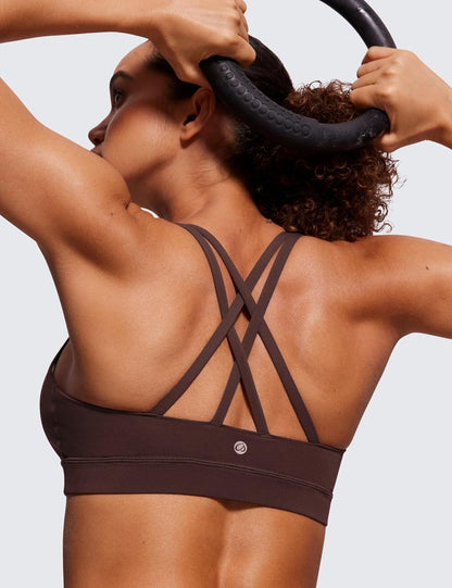 Naked Feeling Strappy Sports Bras | Medium Support, Removable Pads, Yoga, Sleek, Scoop Neck, for Women