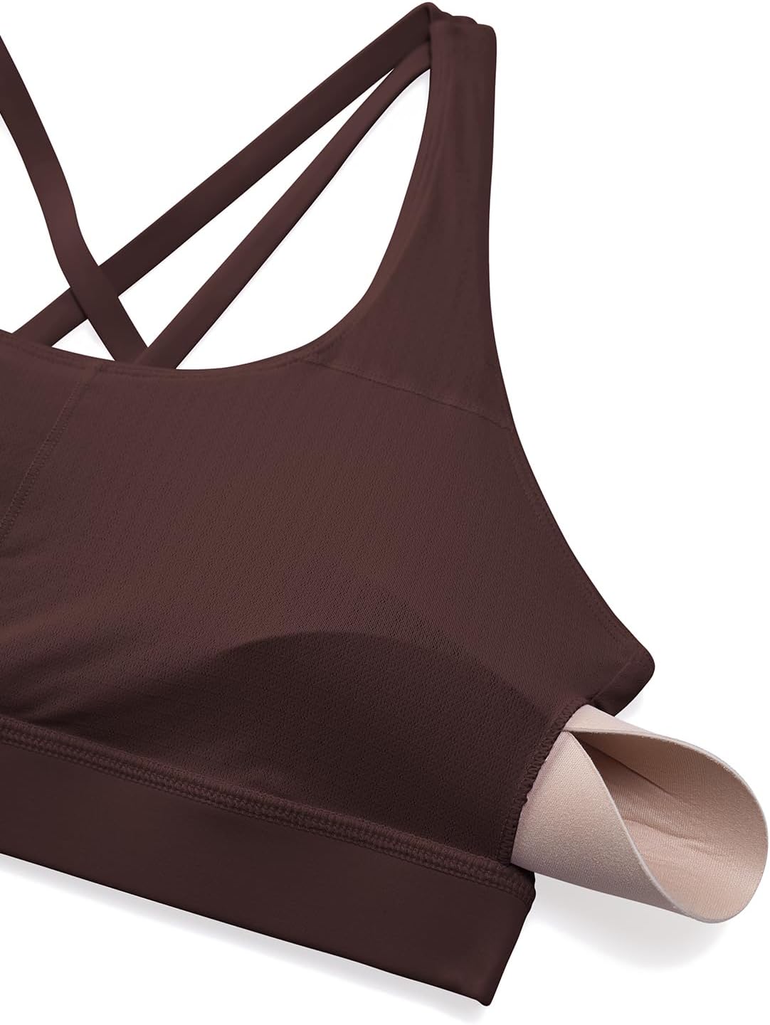 Naked Feeling Strappy Sports Bras | Medium Support, Removable Pads, Yoga, Sleek, Scoop Neck, for Women