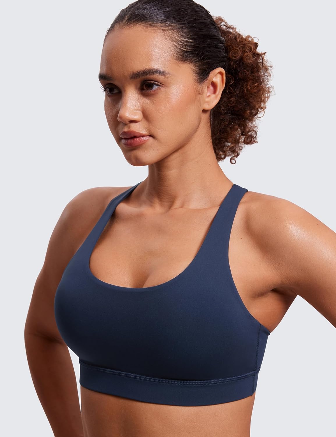 Naked Feeling Strappy Sports Bras | Medium Support, Removable Pads, Yoga, Sleek, Scoop Neck, for Women