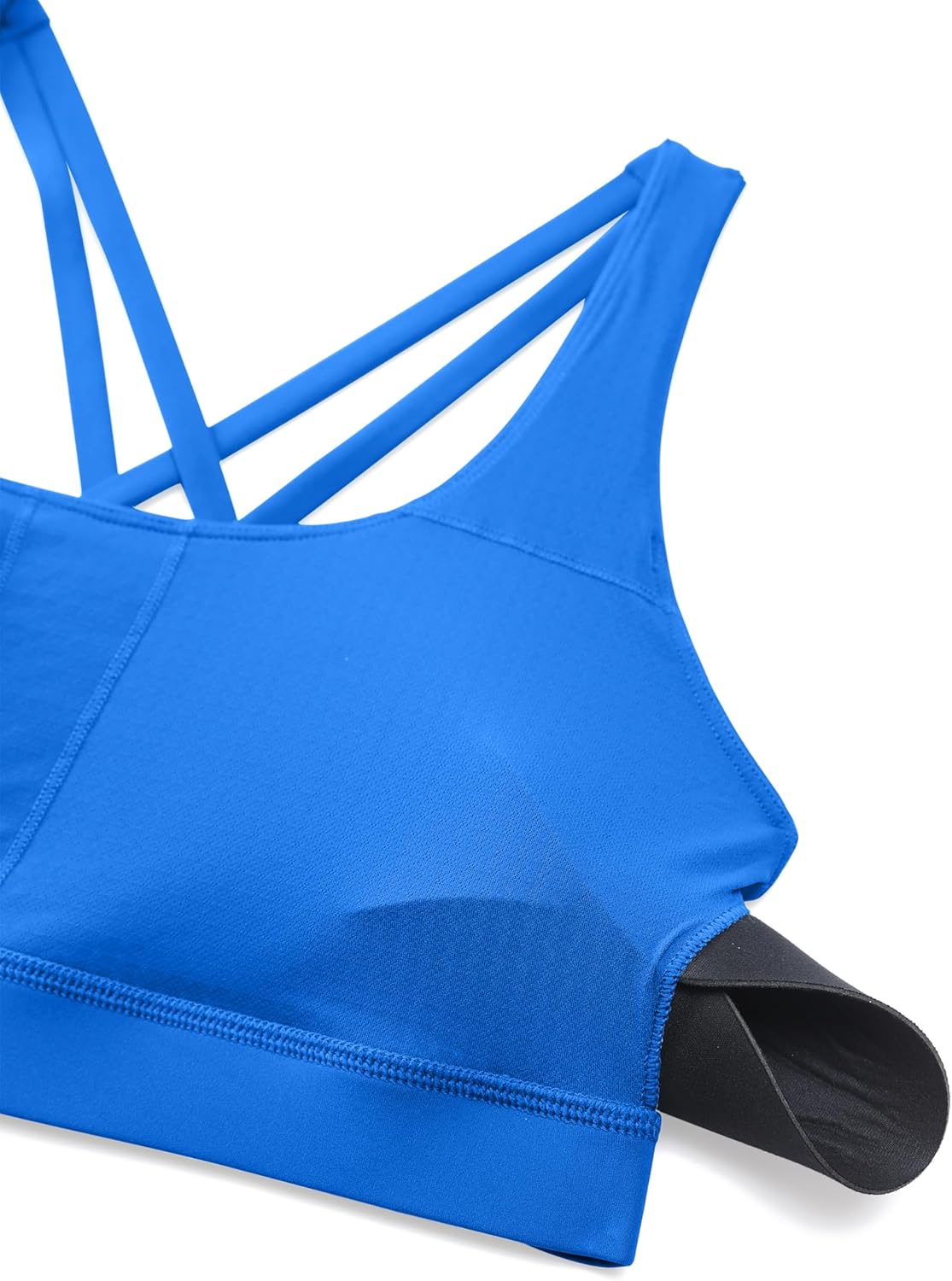 Naked Feeling Strappy Sports Bras | Medium Support, Removable Pads, Yoga, Sleek, Scoop Neck, for Women
