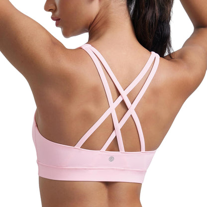 Naked Feeling Strappy Sports Bras | Medium Support, Removable Pads, Yoga, Sleek, Scoop Neck, for Women