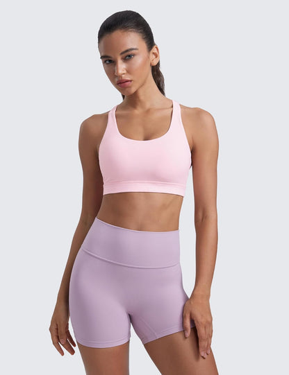 Naked Feeling Strappy Sports Bras | Medium Support, Removable Pads, Yoga, Sleek, Scoop Neck, for Women