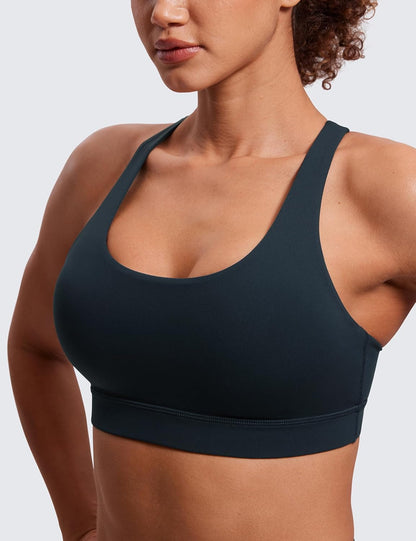 Naked Feeling Strappy Sports Bras | Medium Support, Removable Pads, Yoga, Sleek, Scoop Neck, for Women