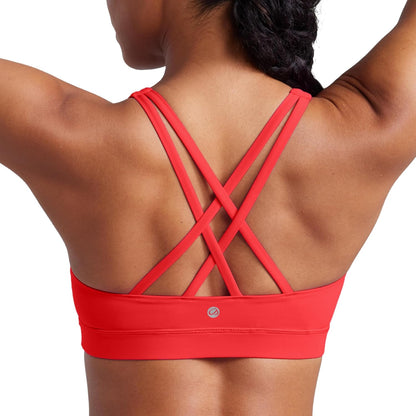Naked Feeling Strappy Sports Bras | Medium Support, Removable Pads, Yoga, Sleek, Scoop Neck, for Women