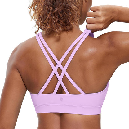 Naked Feeling Strappy Sports Bras | Medium Support, Removable Pads, Yoga, Sleek, Scoop Neck, for Women