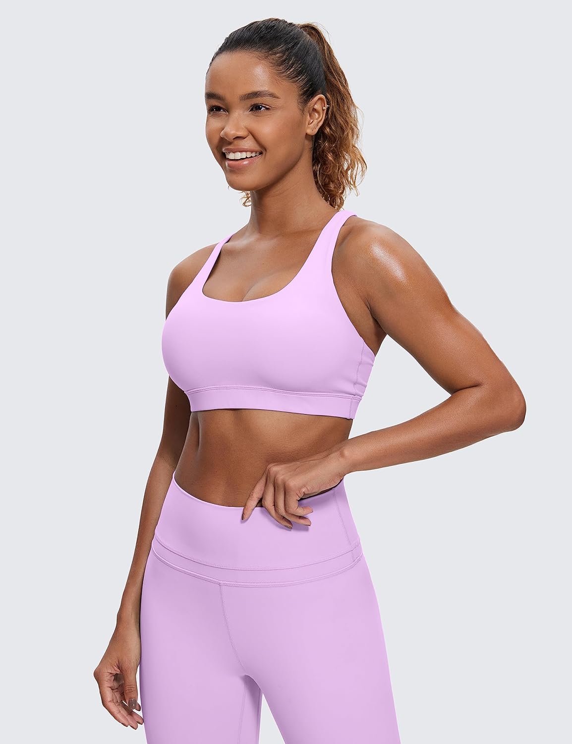 Naked Feeling Strappy Sports Bras | Medium Support, Removable Pads, Yoga, Sleek, Scoop Neck, for Women
