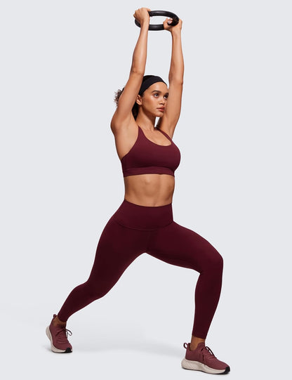 Naked Feeling Strappy Sports Bras | Medium Support, Removable Pads, Yoga, Sleek, Scoop Neck, for Women