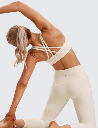 Naked Feeling Strappy Sports Bras | Medium Support, Removable Pads, Yoga, Sleek, Scoop Neck, for Women