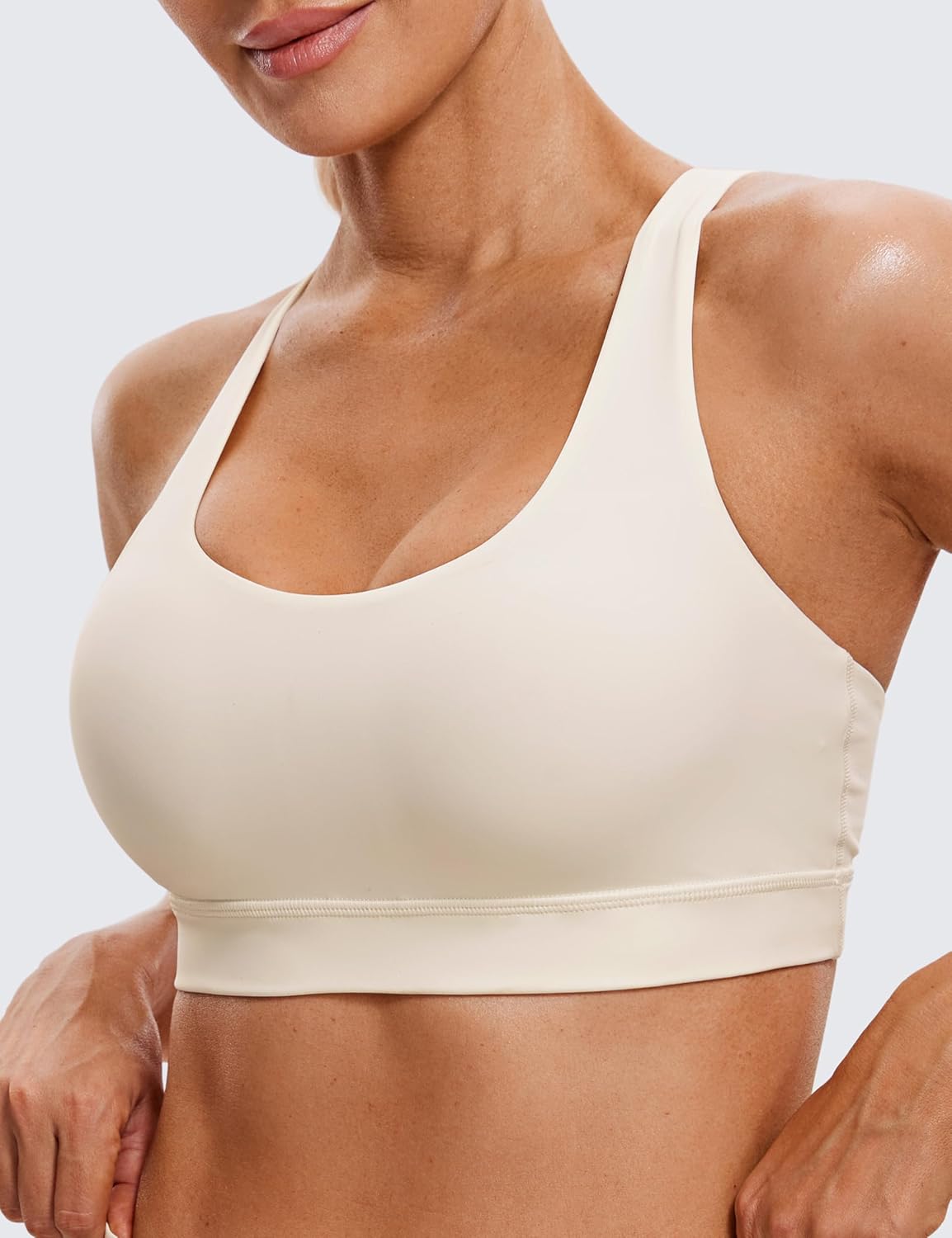 Naked Feeling Strappy Sports Bras | Medium Support, Removable Pads, Yoga, Sleek, Scoop Neck, for Women
