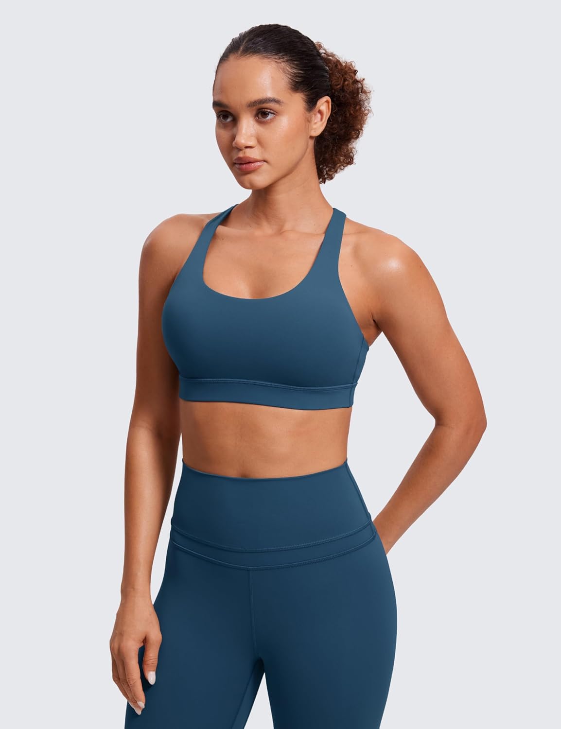 Naked Feeling Strappy Sports Bras | Medium Support, Removable Pads, Yoga, Sleek, Scoop Neck, for Women