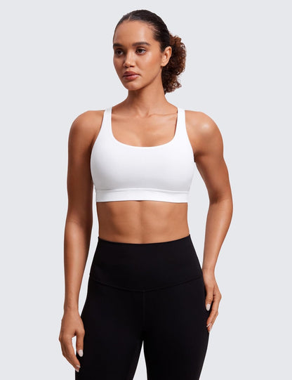 Naked Feeling Strappy Sports Bras | Medium Support, Removable Pads, Yoga, Sleek, Scoop Neck, for Women