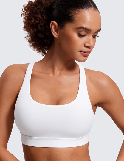 Naked Feeling Strappy Sports Bras | Medium Support, Removable Pads, Yoga, Sleek, Scoop Neck, for Women