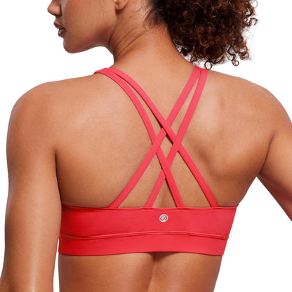 Naked Feeling Strappy Sports Bras | Medium Support, Removable Pads, Yoga, Sleek, Scoop Neck, for Women