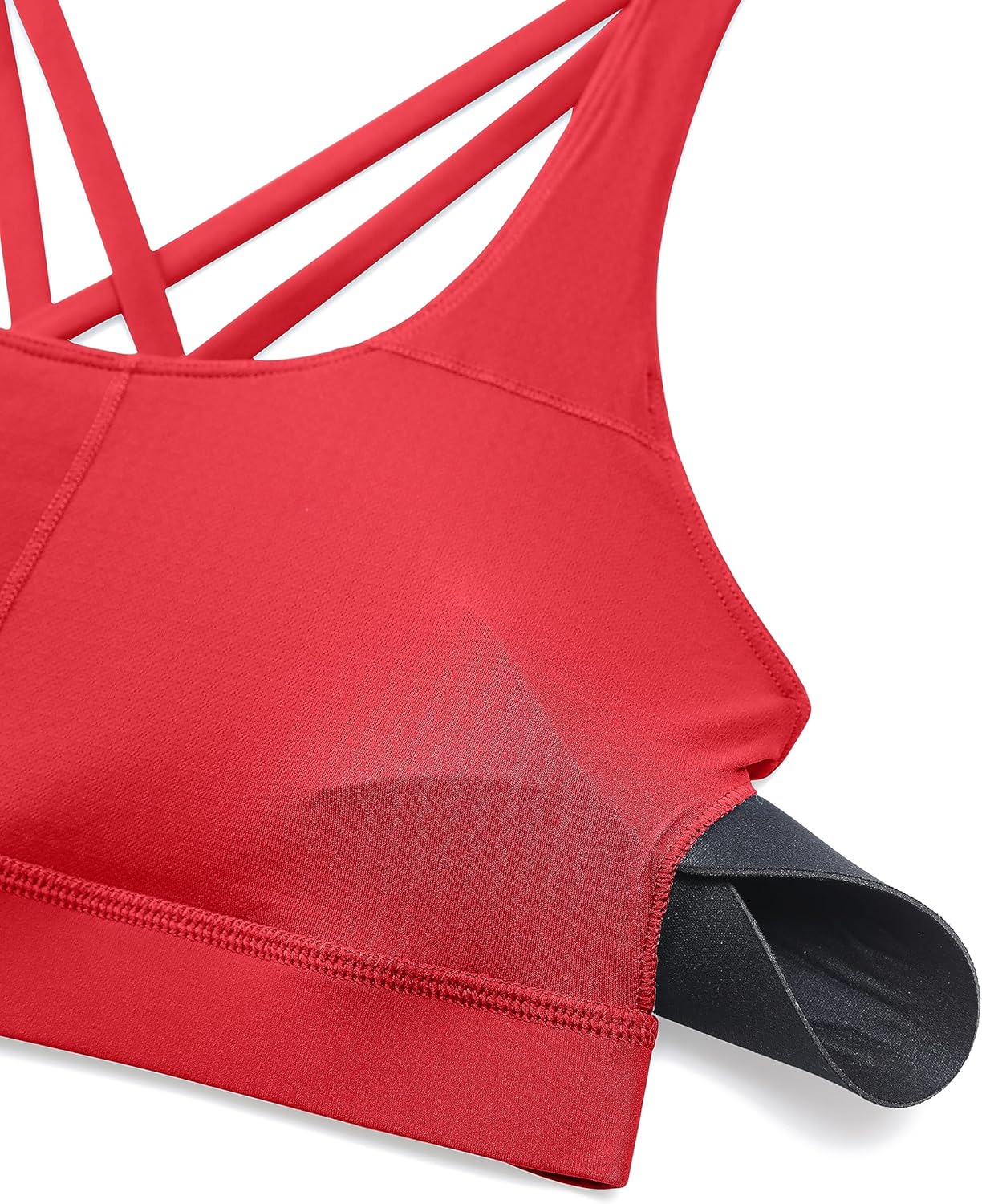 Naked Feeling Strappy Sports Bras | Medium Support, Removable Pads, Yoga, Sleek, Scoop Neck, for Women