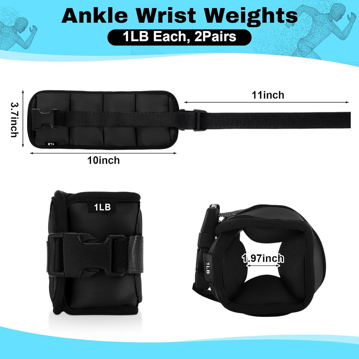 2 Pairs Ankle Wrist Weights for Land or Aquatic Exercise Aqua Cuffs Aqua Aerobics Fitness Bands for Ankle and Wrist Adjustable Weights for Swimming Pool Workout Equipment