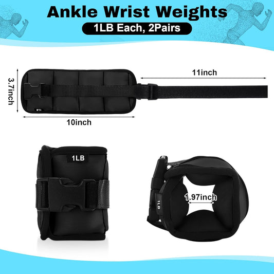 2 Pairs Ankle Wrist Weights for Land or Aquatic Exercise Aqua Cuffs Aqua Aerobics Fitness Bands for Ankle and Wrist Adjustable Weights for Swimming Pool Workout Equipment