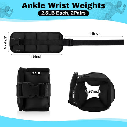 2 Pairs Ankle Wrist Weights for Land or Aquatic Exercise Aqua Cuffs Aqua Aerobics Fitness Bands for Ankle and Wrist Adjustable Weights for Swimming Pool Workout Equipment